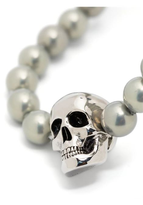ALEXANDER MCQUEEN Bracciale Con Perle E Teschio In Argento - ALEXANDER MCQUEEN