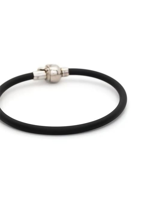 ALEXANDER MCQUEEN Bracciale Skull In Gomma Nero E Argento - ALEXANDER MCQUEEN