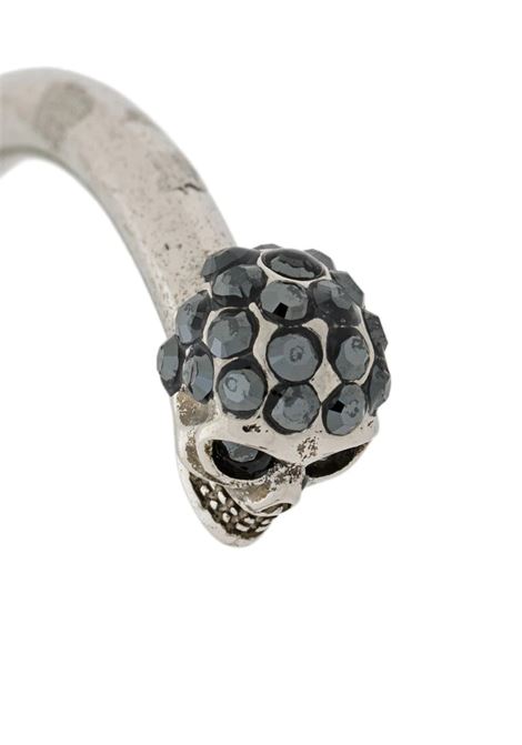 ALEXANDER MCQUEEN Bracciale Twin Skull Sottile Argento - ALEXANDER MCQUEEN