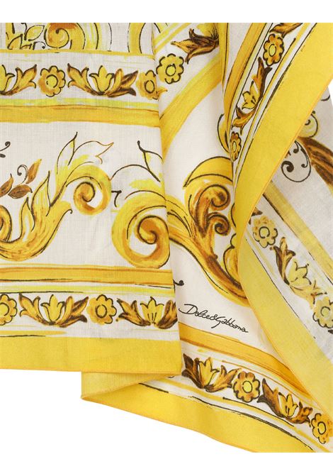 DOLCE & GABBANA KIDS Caftano Con Stampa Maiolica Gialla - DOLCE & GABBANA KIDS