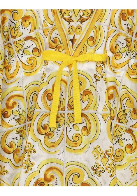 DOLCE & GABBANA KIDS Caftano Con Stampa Maiolica Gialla - DOLCE & GABBANA KIDS