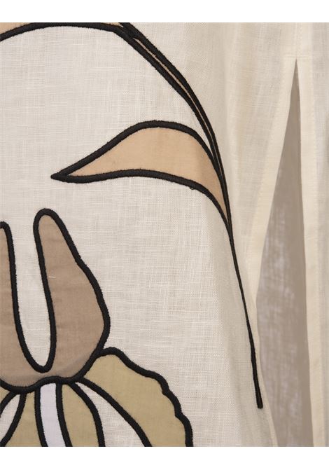 TORY BURCH Caftano In Lino Bianco Con Applicazioni - TORY BURCH