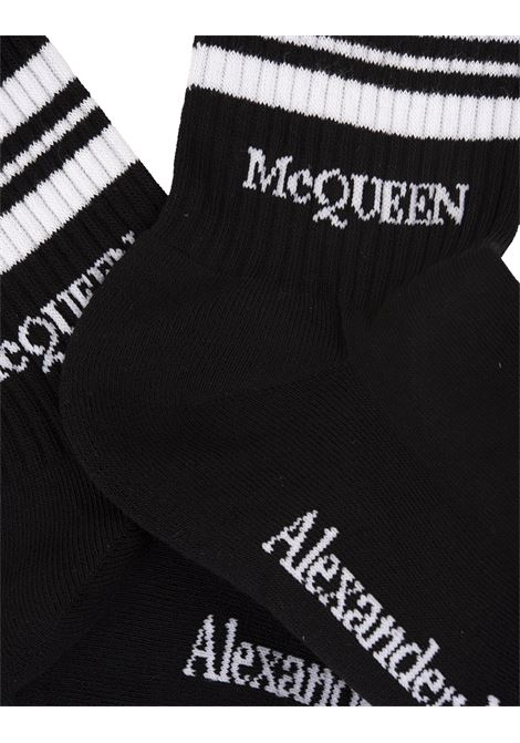 ALEXANDER MCQUEEN Calzini Neri Con Righe E Logo - ALEXANDER MCQUEEN