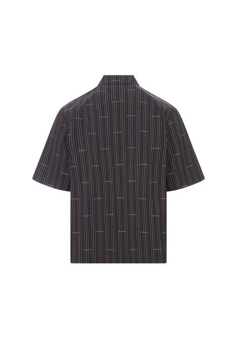 GIVENCHY Camicia A Righe Nera E Grigia Con Logo All-Over - GIVENCHY