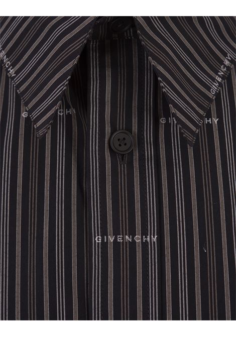 GIVENCHY Camicia A Righe Nera E Grigia Con Logo All-Over - GIVENCHY