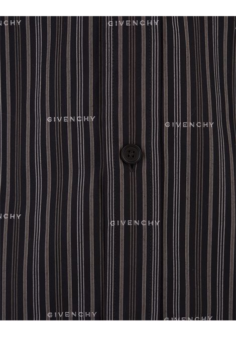GIVENCHY Camicia A Righe Nera E Grigia Con Logo All-Over - GIVENCHY