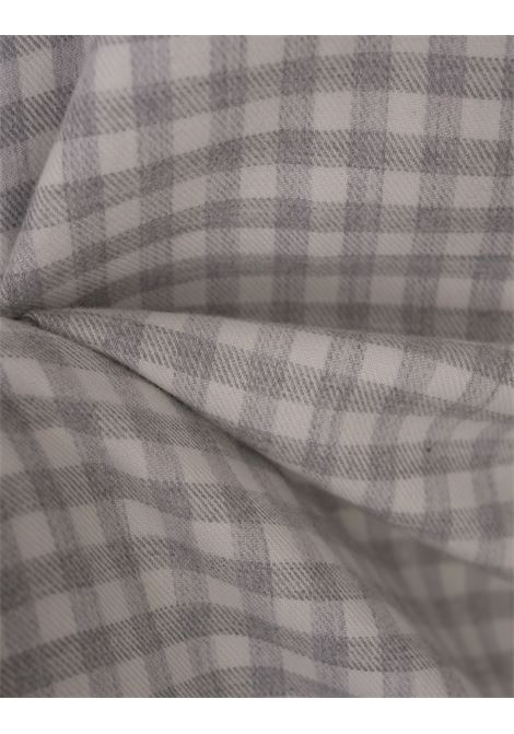 KITON Camicia Bianca Con Motivo A Quadretti Grigio - KITON
