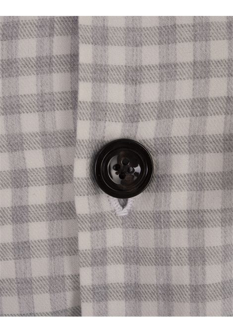 KITON Camicia Bianca Con Motivo A Quadretti Grigio - KITON