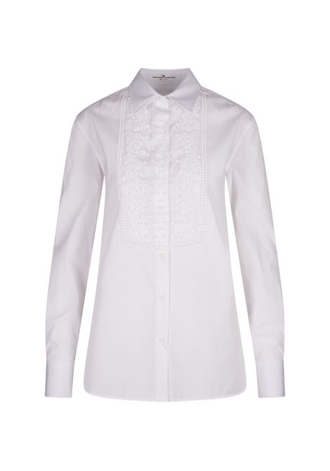 ERMANNO SCERVINO Camicia Bianca Con Plastron Ricamato - ERMANNO SCERVINO