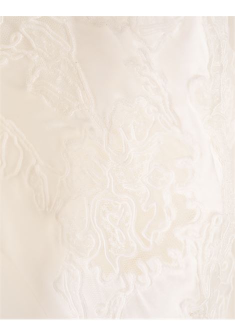 ERMANNO SCERVINO Camicia Bianca In Seta Con Maniche A Sbuffo E Pizzo Rebrodé - ERMANNO SCERVINO