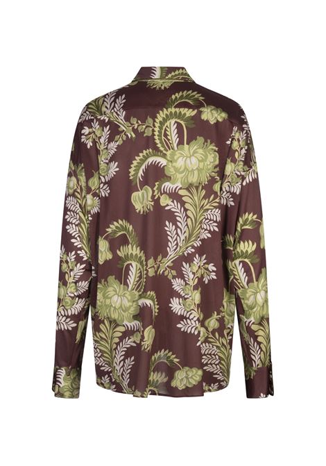 ETRO Camicia Bordeaux Con Stampa Foliage Floreale - ETRO