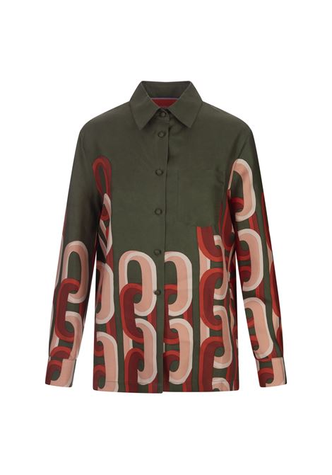 LA DOUBLE J Camicia Boy In Prometheus Placée Camouflage in Silk Twill - LA DOUBLE J