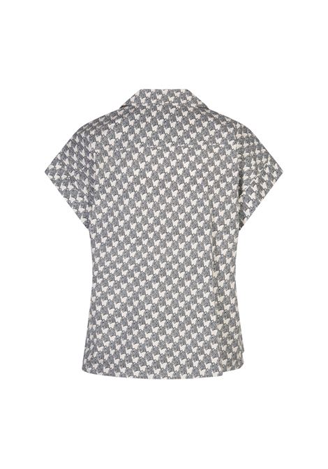 TORY BURCH Camicia Camp Bianca Con Stampa Blue Mini Zebra - TORY BURCH