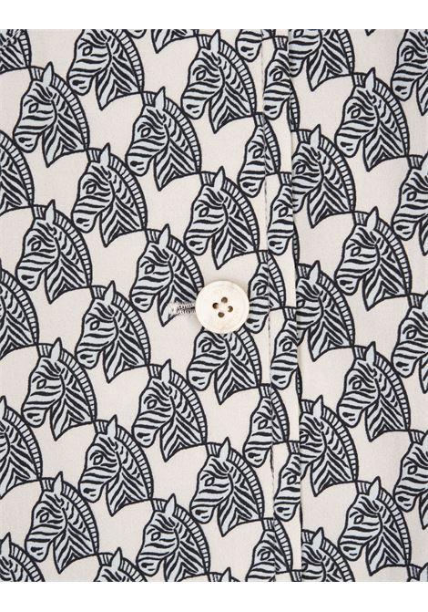 TORY BURCH Camicia Camp Bianca Con Stampa Blue Mini Zebra - TORY BURCH