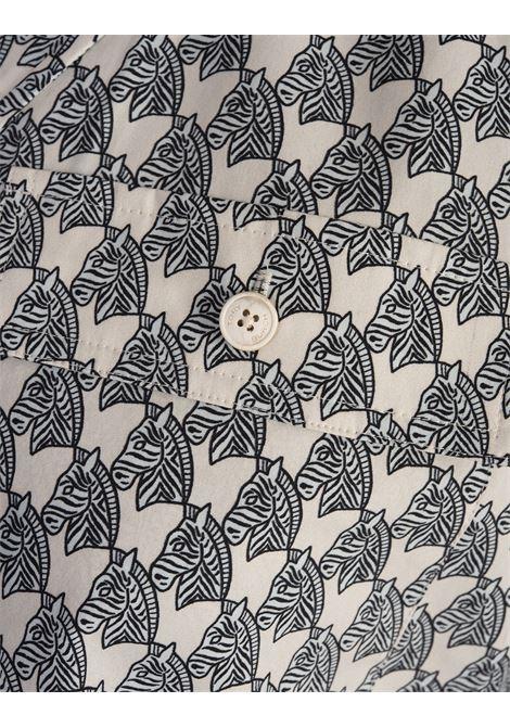 TORY BURCH Camicia Camp Bianca Con Stampa Blue Mini Zebra - TORY BURCH