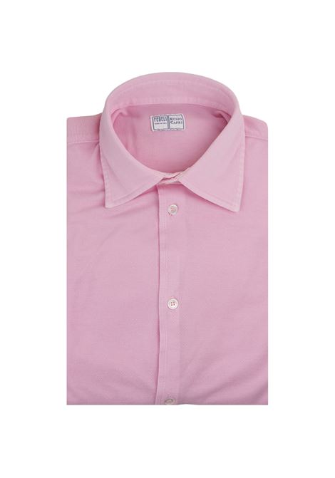 FEDELI Camicia Classica Rosa In Piquet Leggero - FEDELI