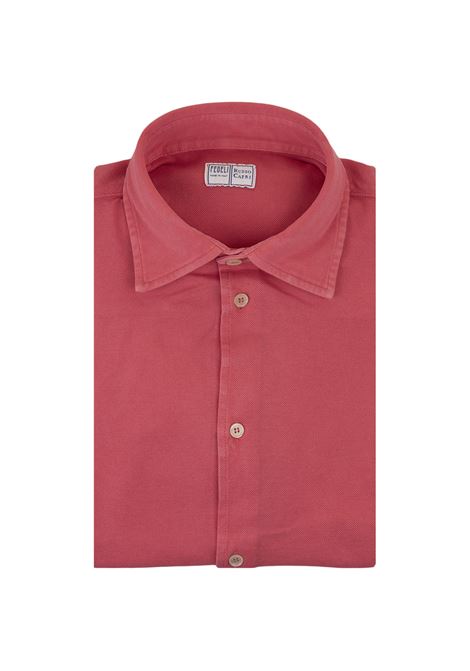 FEDELI Camicia Classica Rossa In Piquet Leggero - FEDELI
