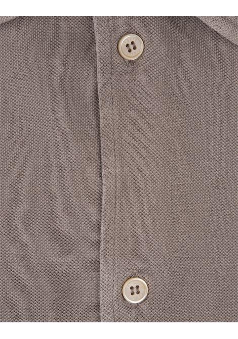 FEDELI Camicia Classica Sabbia In Piquet Leggero - FEDELI