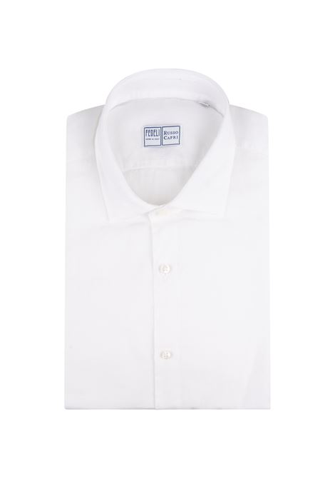 FEDELI Camicia Classica Uomo In Cotone Leggero Bianco - FEDELI