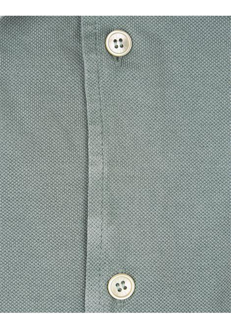 FEDELI Camicia Classica Verde In Piquet Leggero - FEDELI