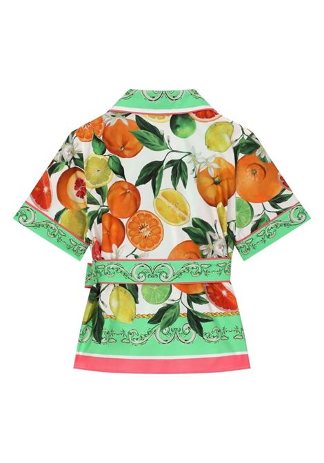 DOLCE & GABBANA KIDS Camicia Con Cintura E Stampa Arance E Limoni - DOLCE & GABBANA KIDS