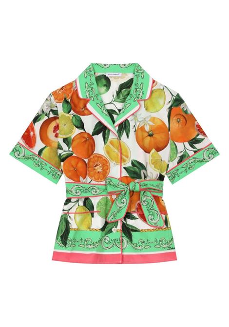 DOLCE & GABBANA KIDS Camicia Con Cintura e Stampa Arance e Limoni - DOLCE & GABBANA KIDS