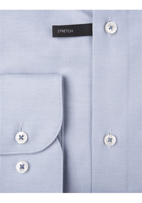 BOSS Camicia Hank Slim Fit In Tessuto Armaturato Di Cotone Stretch Azzurro - BOSS