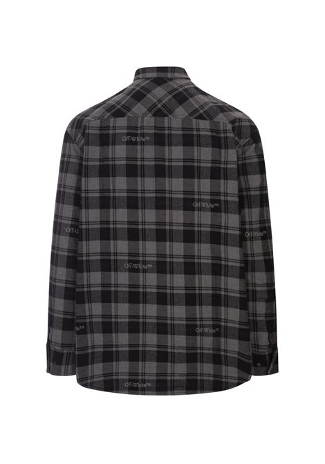 OFF-WHITE Camicia In Cotone Check Nera E Grigia Con Logo - OFF-WHITE