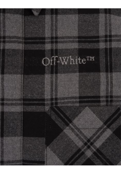 OFF-WHITE Camicia In Cotone Check Nera E Grigia Con Logo - OFF-WHITE