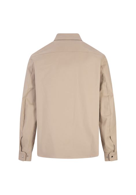 MONCLER Camicia In Cotone Rasatello Beige Chiaro - MONCLER