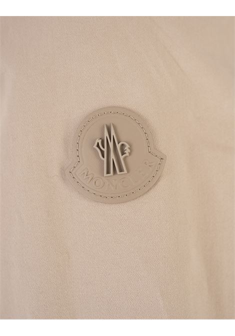MONCLER Camicia In Cotone Rasatello Beige Chiaro - MONCLER