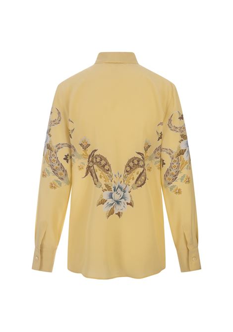 ETRO Camicia In Crepe De Chine Gialla Con Stampa - ETRO