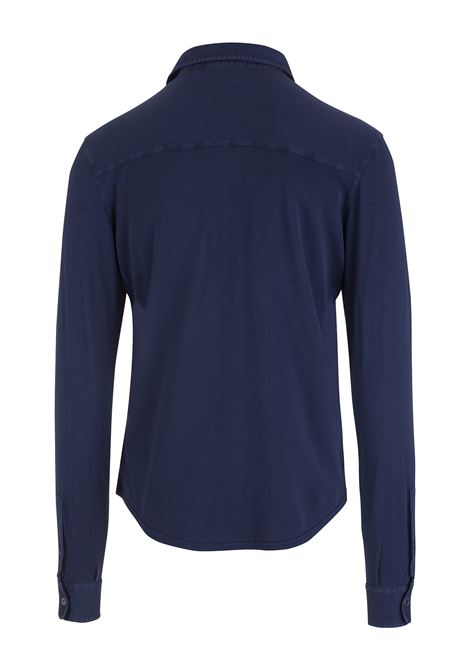 FEDELI Camicia In Piquet Di Cotone Blu Royal - FEDELI