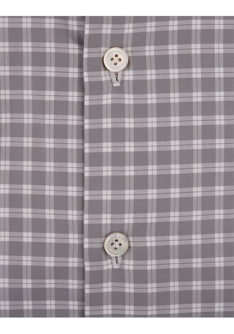 KITON Camicia In Popeline A Quadretti Bianca E Grigia - KITON