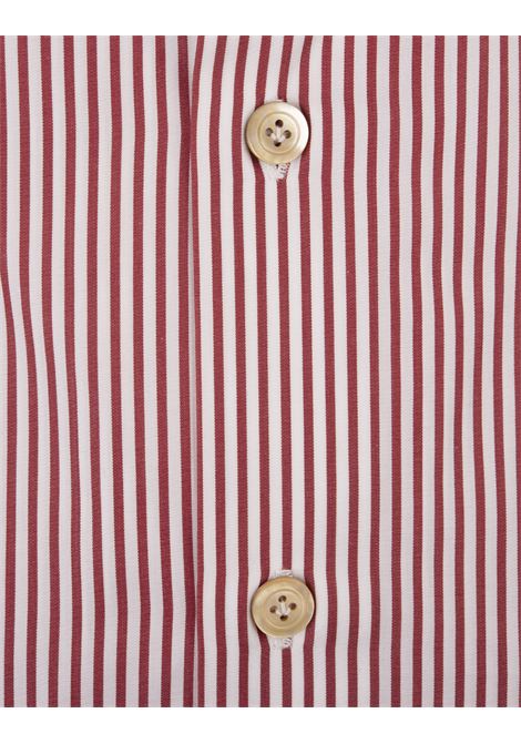 KITON Camicia In Popeline A Righe Bianche E Rosse - KITON