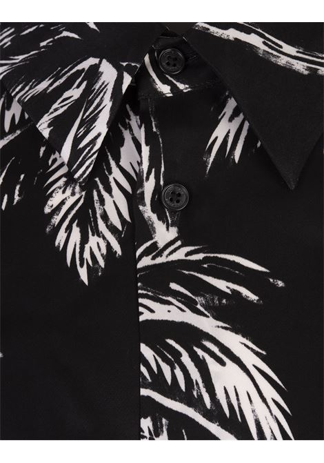 BALMAIN Camicia In Rso Nero Con Stampa Palme All-Over - BALMAIN