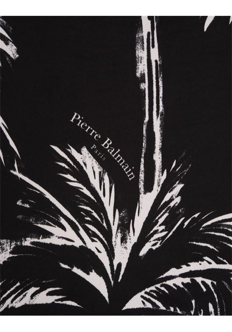 BALMAIN Camicia In Rso Nero Con Stampa Palme All-Over - BALMAIN