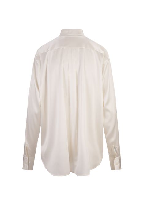 ERMANNO SCERVINO Camicia In Satin Bianco Con Fiocco Al Collo - ERMANNO SCERVINO