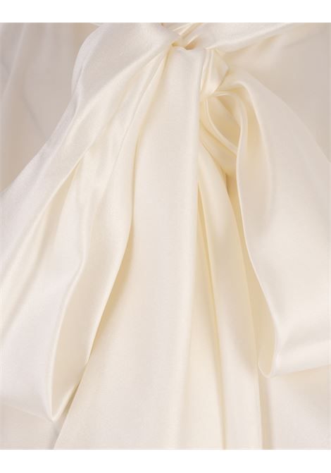 ERMANNO SCERVINO Camicia In Satin Bianco Con Fiocco Al Collo - ERMANNO SCERVINO