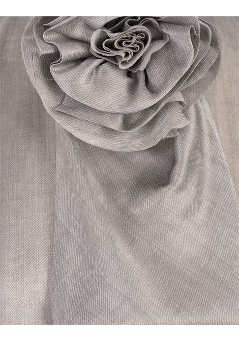 ERMANNO SCERVINO Camicia In Satin Di Seta Grigia Con Fiocco Al Collo - ERMANNO SCERVINO