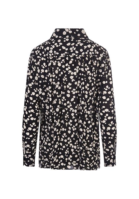 MSGM Camicia In Satin Nero Con Stampa MSGM Pois - MSGM