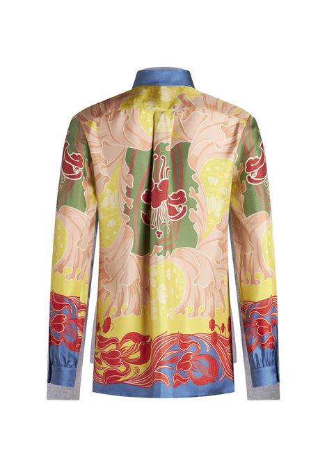 ETRO Camicia In Twill Di Seta Gialla Con Stampa - ETRO