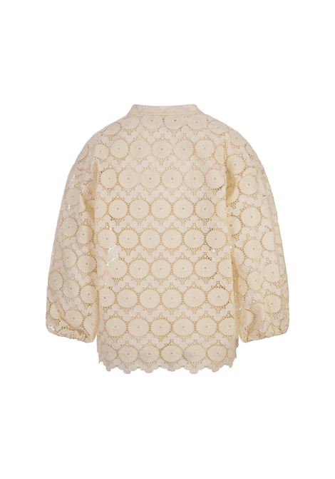 LA DOUBLE J Camicia Jackie In Evil Eye Ivory In Macrame - LA DOUBLE J