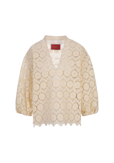 LA DOUBLE J Camicia Jackie In Evil Eye Ivory in Macrame - LA DOUBLE J