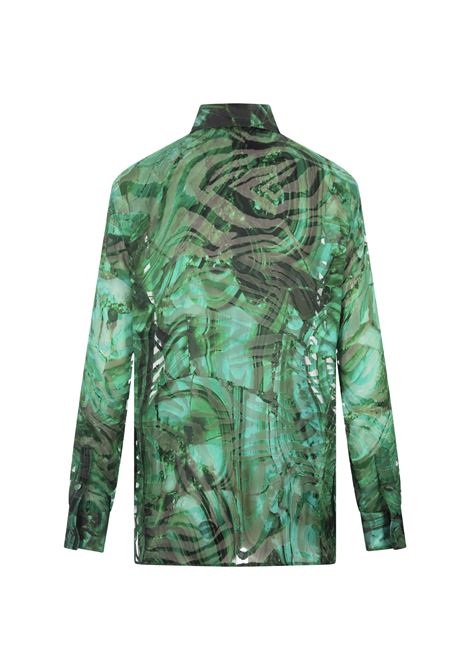ROBERTO CAVALLI Camicia Malachite In Raso Devoré Stampato - ROBERTO CAVALLI