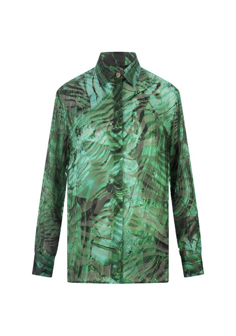 ROBERTO CAVALLI Camicia Malachite In Raso Devoré Stampato - ROBERTO CAVALLI