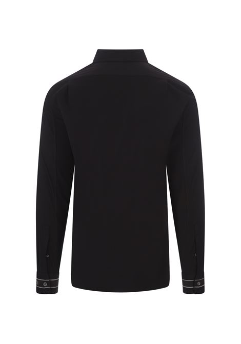 ALEXANDER MCQUEEN Camicia Nera Con Nastro Logo Sui Polsi - ALEXANDER MCQUEEN