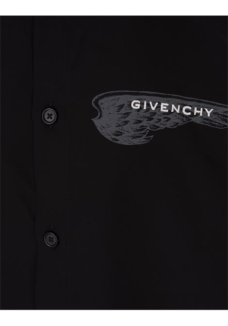GIVENCHY Camicia Nera Con Stampa Logo Con Ali - GIVENCHY