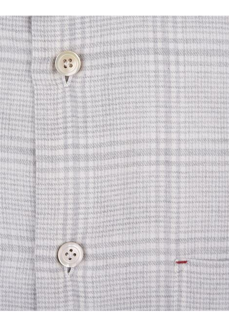 KITON Camicia Nerano In Flanella Pied-De-Poule Grigia - KITON