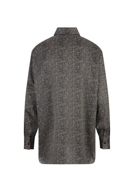 ERMANNO SCERVINO Camicia Oversize In Seta Con Motivo A Spina Di Pesce - ERMANNO SCERVINO